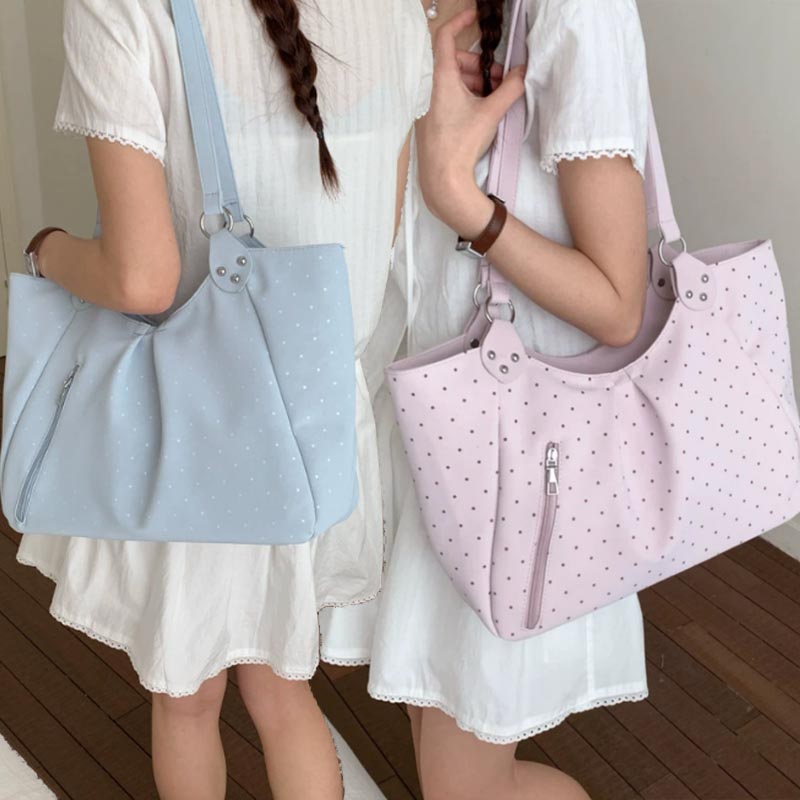 Korean Polka Dot Shoulder Tote - Leather Work Duffle Bag ulasan dan harga