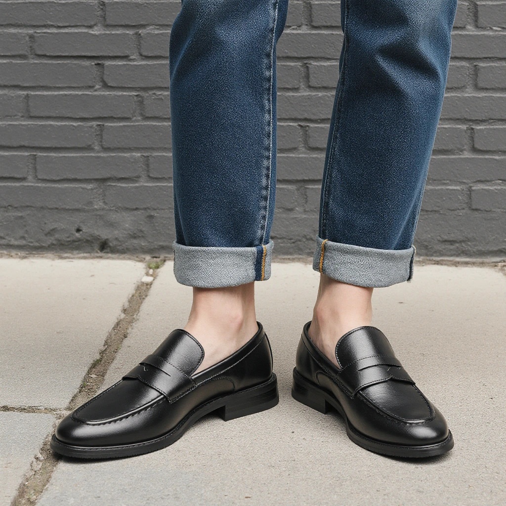 Men's Black Penny Loafers Clas - Leatherworking Classic ulasan dan harga