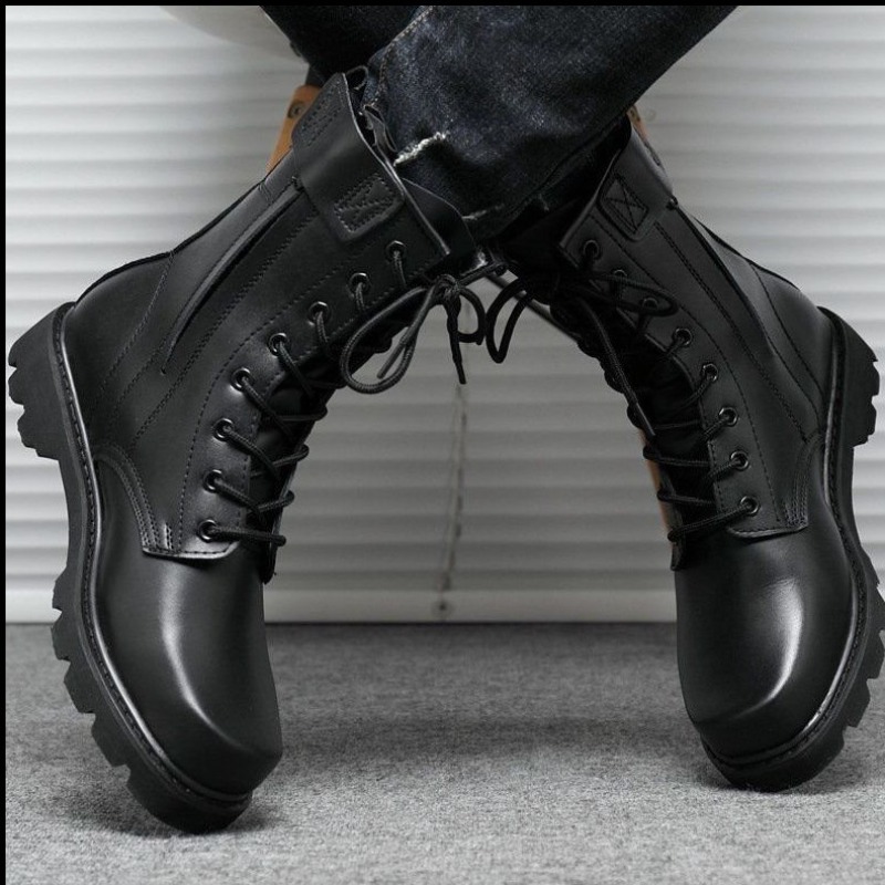 Tactical Combat Boots Mens Hig - Leather Work Boots ulasan dan harga