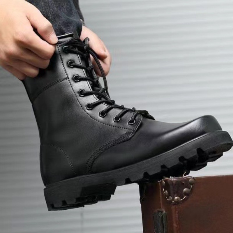 Tactical Combat Boots Mens Hig - Leather Work Boots ulasan dan harga
