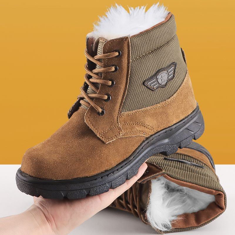 Winter Men Snow Boots Genuine  - Leather Work Boots ulasan dan harga
