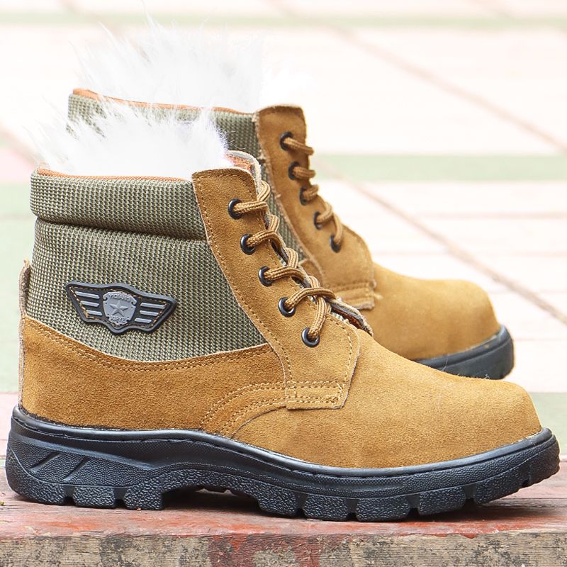 Winter Men Snow Boots Genuine  - Leather Work Boots ulasan dan harga