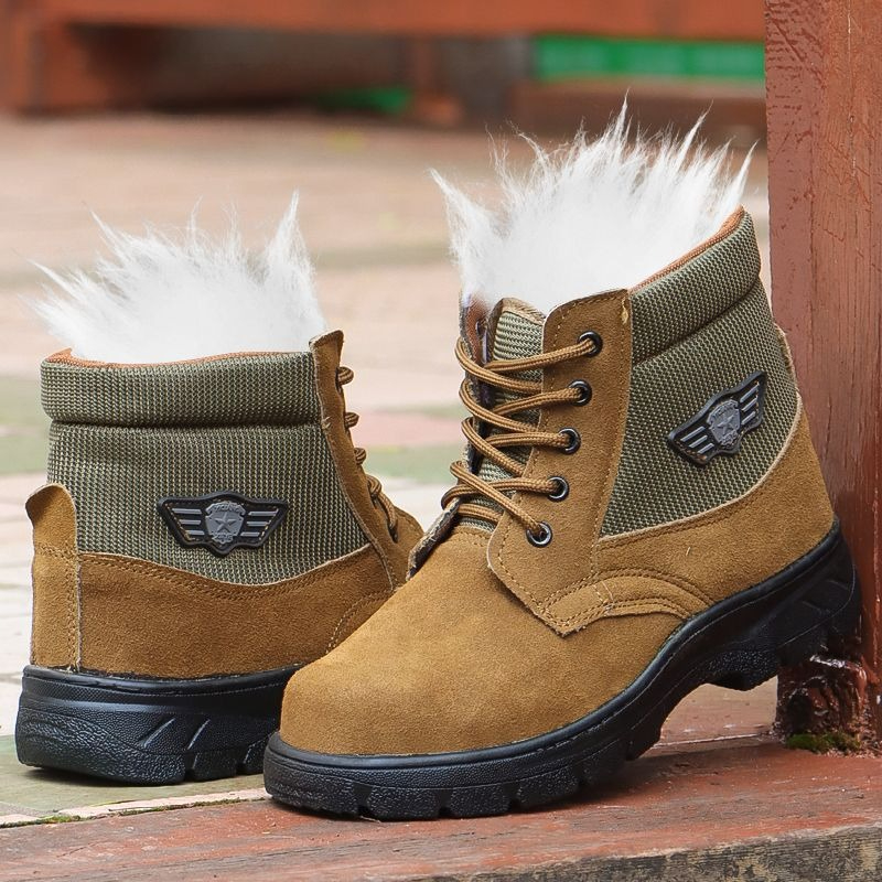 Winter Men Snow Boots Genuine  - Leather Work Boots ulasan dan harga