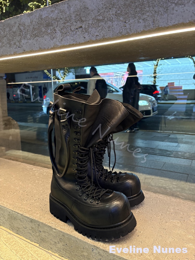 Retro Genuine Leather Motorcyc - Leather Work Boots ulasan dan harga