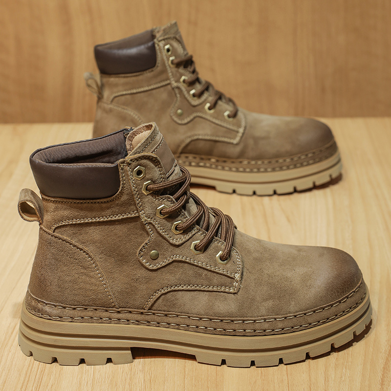 Men's Fashion Spring Platform  - Leather Work Boots ulasan dan harga