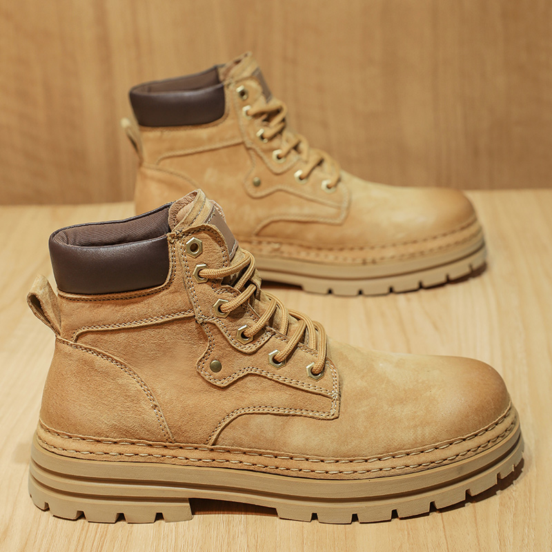 Men's Fashion Spring Platform  - Leather Work Boots ulasan dan harga
