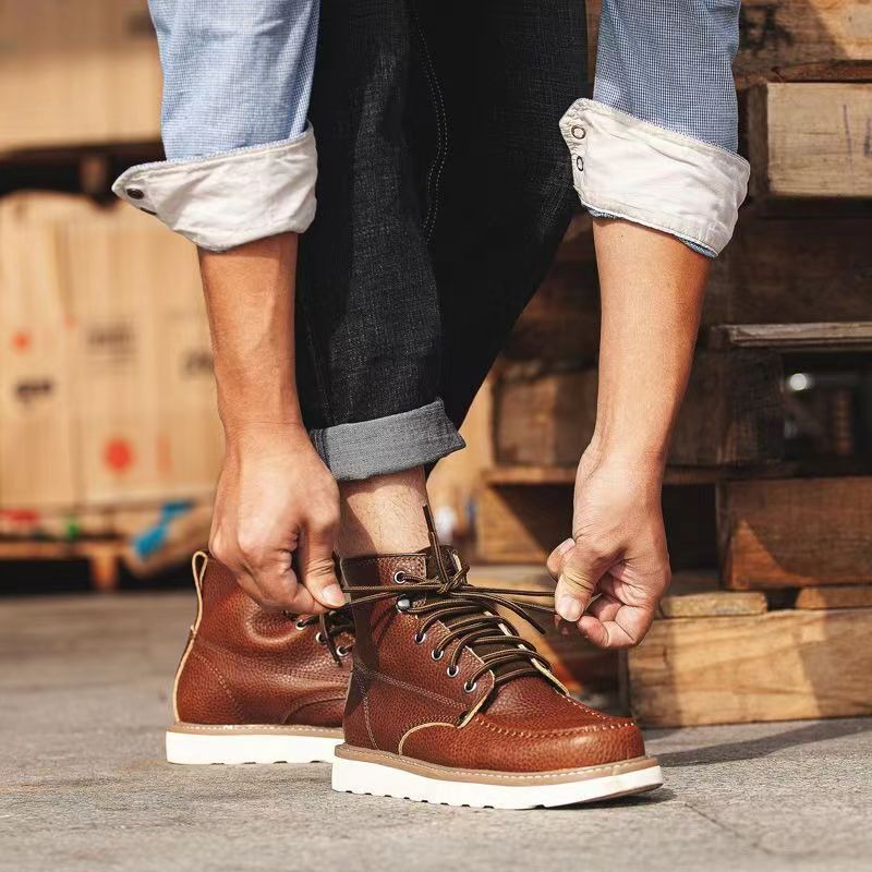 Men 875 Work Boots Genuine Cow - Leather Work Boots ulasan dan harga