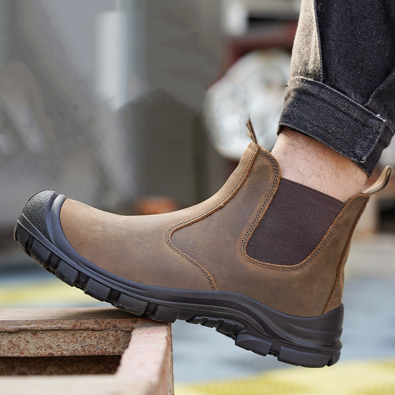 large size men's fashion steel - Leather Work Boots ulasan dan harga
