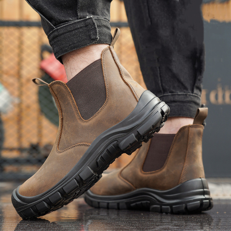 large size men's fashion steel - Leather Work Boots ulasan dan harga