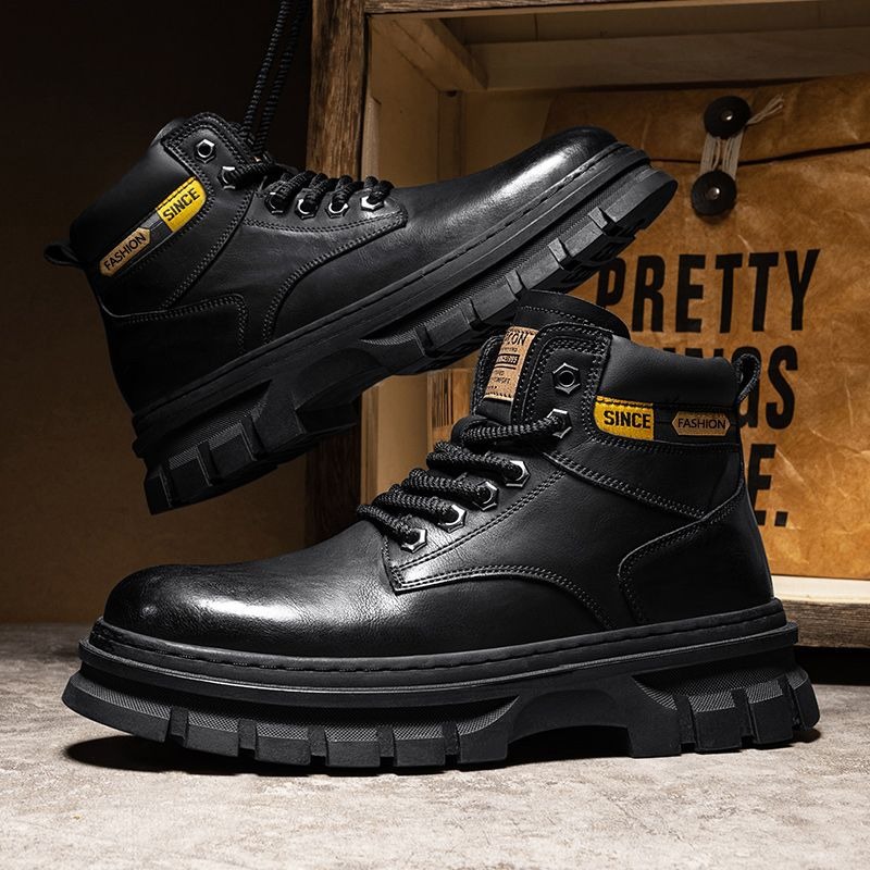Vintage Men Platform Ankle Boo - Leather Work Boots ulasan dan harga