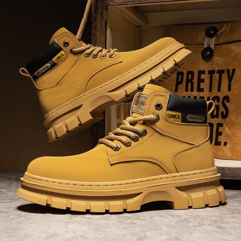 Vintage Men Platform Ankle Boo - Leather Work Boots ulasan dan harga