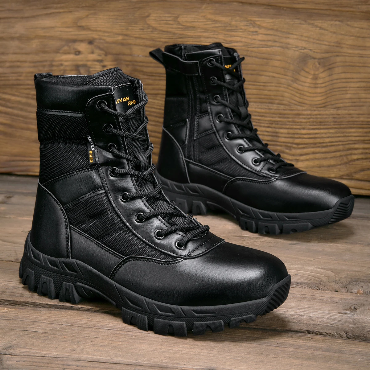 Men's Outdoor Hiking Shoes Hig - Leather Work Boots ulasan dan harga