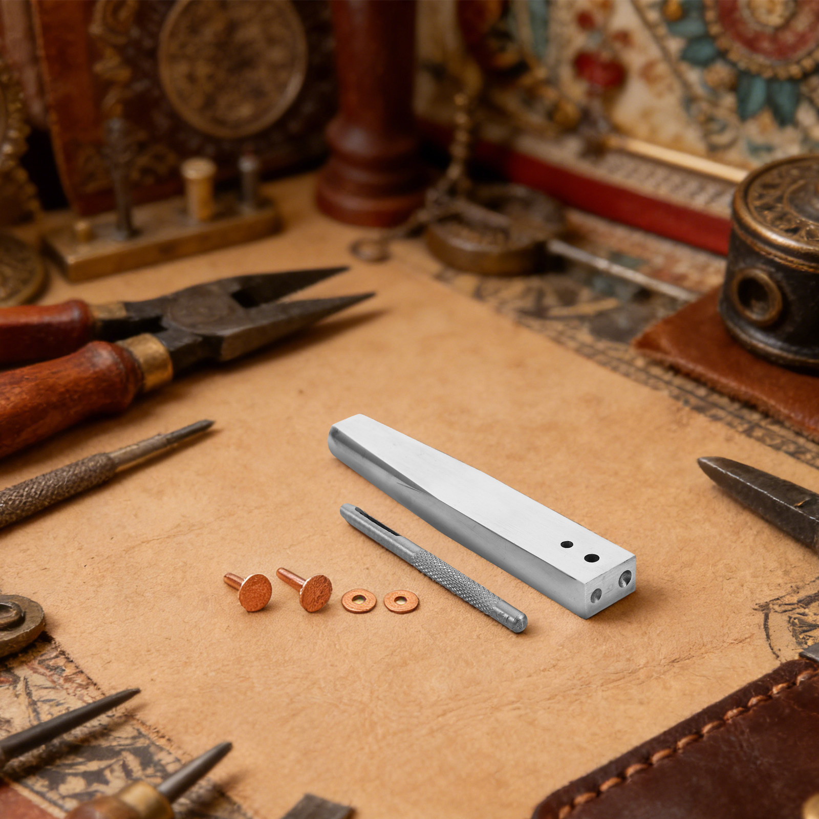 1Set Copper Rivet Setter Tool  - Leatherwork Rivet Setter ulasan dan harga