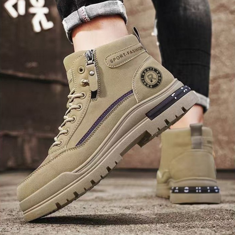 Men Retro High Top Work Boots  - Leather Work Boots ulasan dan harga