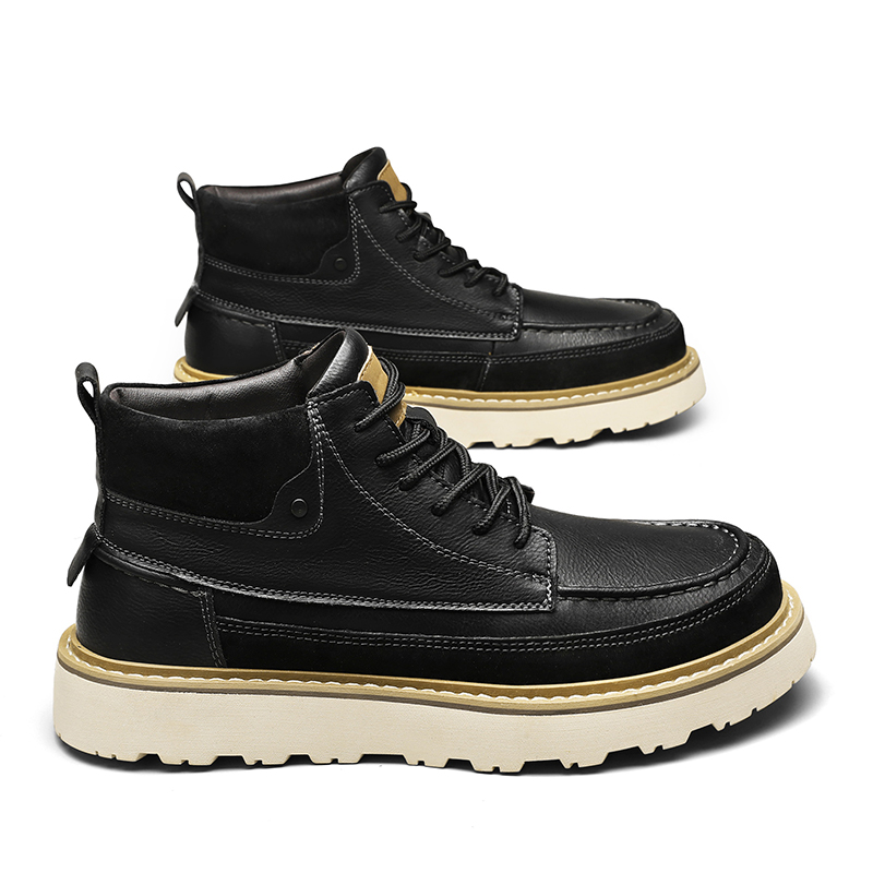 Men Brown Fleece Lined Warm Hi - Leather Work Boots ulasan dan harga