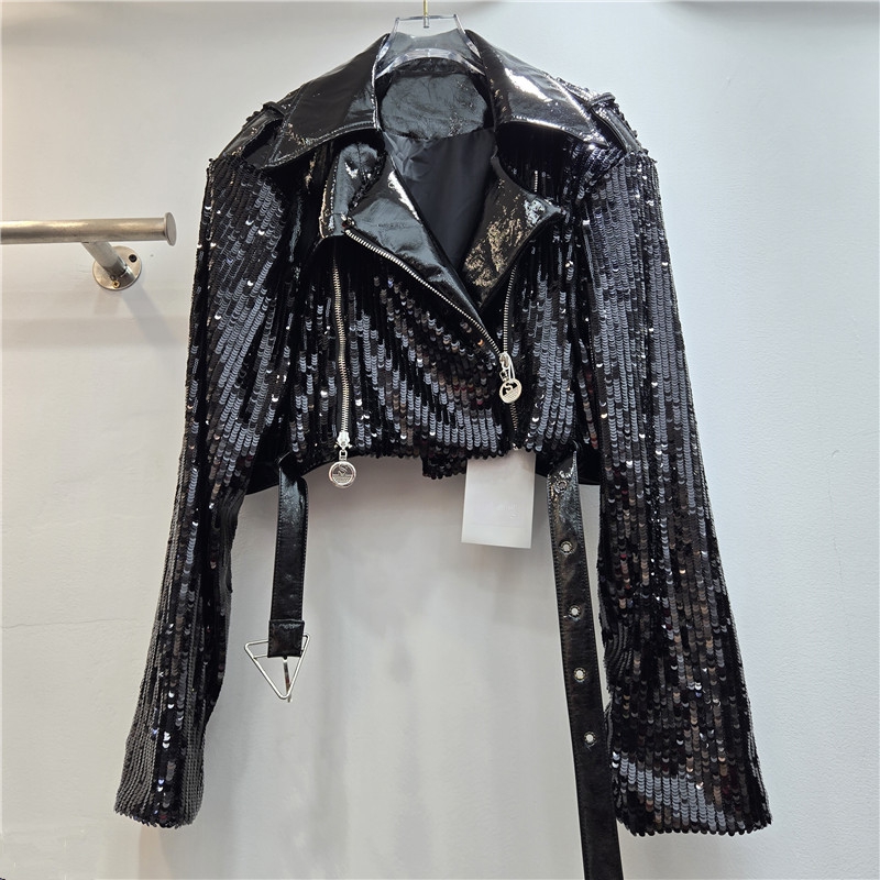 Heavy Work Sequins Short Jacke - Leather Works Belt ulasan dan harga
