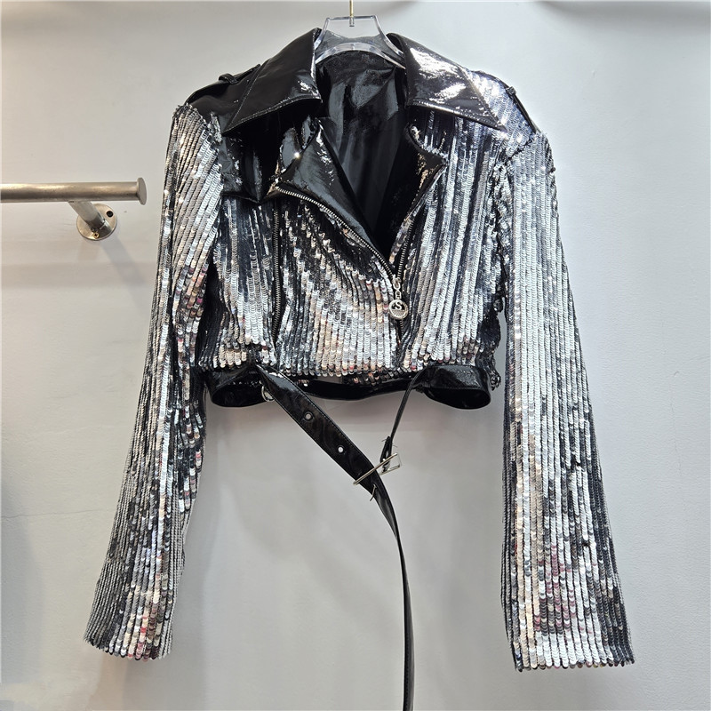 Heavy Work Sequins Short Jacke - Leather Works Belt ulasan dan harga