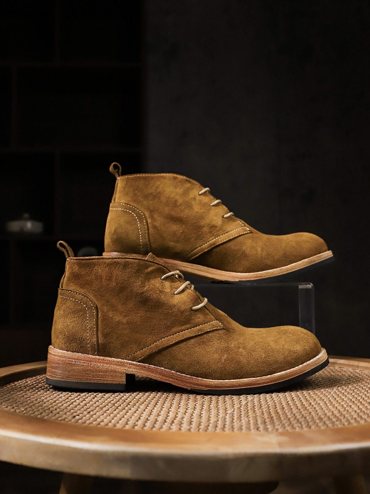Fashion Versatile Male Lace-Up - Leather Work Boots ulasan dan harga