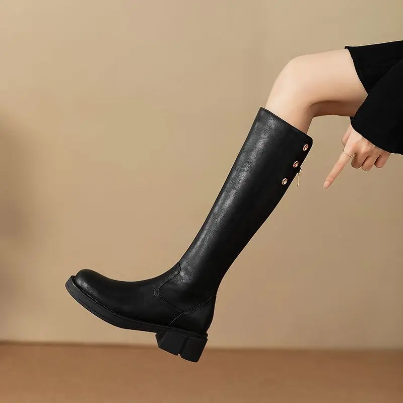Autumn Winter Middle Heel Ladi - Leather Work Boots ulasan dan harga